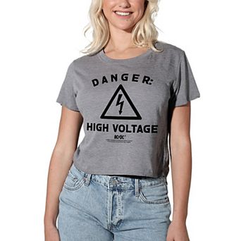 Juniors' AC/DC High Voltage Graphic Crop Tee
