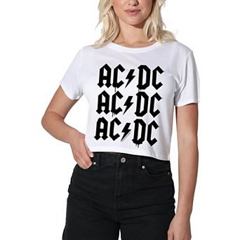 Juniors' AC/DC 3 Up Splatter Drips Graphic Crop Tee
