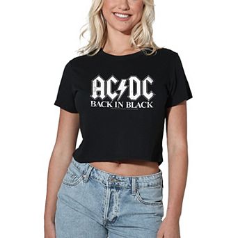 Juniors' AC/DC Back in Black Graphic Crop Tee