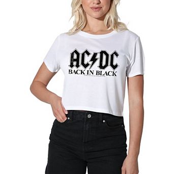 Juniors' AC/DC Back in Black Graphic Crop Tee