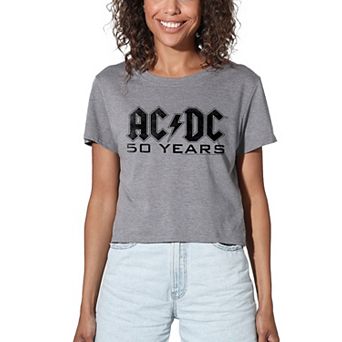 Juniors' AC/DC 50 Years Graphic Crop Tee