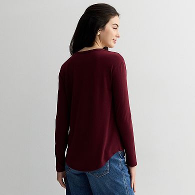 Juniors' SO Long Sleeve V-Neck Tee