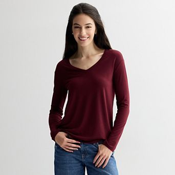 Juniors' SO® Long Sleeve V-Neck Tee