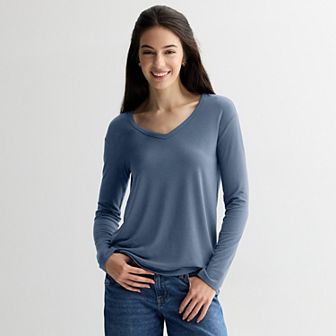 Juniors' SO® Long Sleeve V-Neck Tee