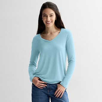 Juniors' SO® Long Sleeve V-Neck Tee