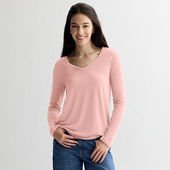 Juniors' SO® Long Sleeve V-Neck Tee