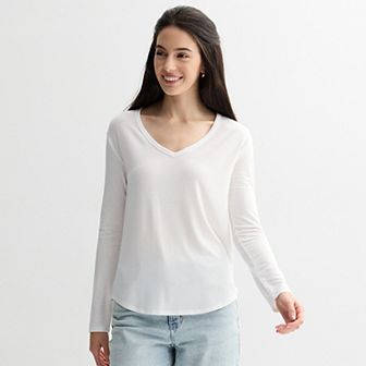 Juniors' SO® Long Sleeve V-Neck Tee