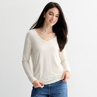 Juniors' SO® Long Sleeve V-Neck Tee