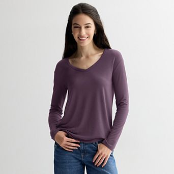 Juniors' SO® Long Sleeve V-Neck Tee