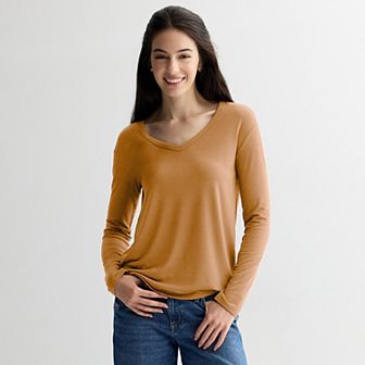 Juniors' SO® Long Sleeve V-Neck Tee