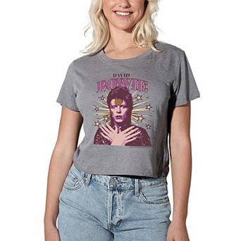 Juniors' David Bowie Graphic Crop Tee