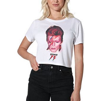 Juniors' David Bowie Aladdin Sane Graphic Crop Tee