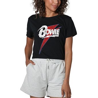 Juniors' David Bowie Lightning Crop Tee