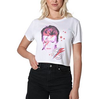 Juniors' Bowie Aladdin Sane Crop Tee