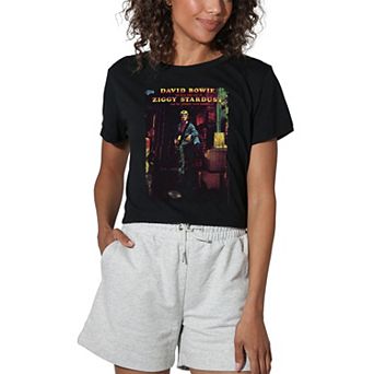 Juniors' David Bowie Ziggy Stardust Graphic Crop Tee