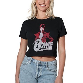 Juniors' David Bowie Graphic Crop Tee