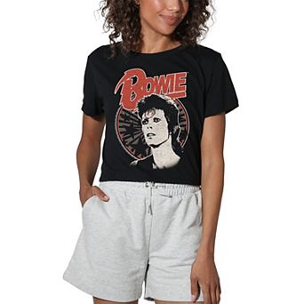 Juniors' David Bowie Space Oddity Graphic Crop Tee