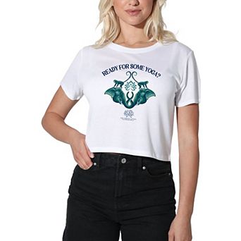 Juniors' White Lotus Yoga Crop Tee