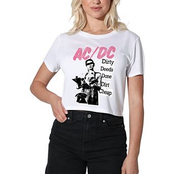 Juniors' AC/DC Dirty Deeds Graphic Crop Tee