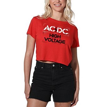 Juniors' AC/DC High Voltage Graphic Crop Tee