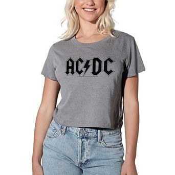 Juniors' AC/DC Worn Logo Graphic Crop Tee