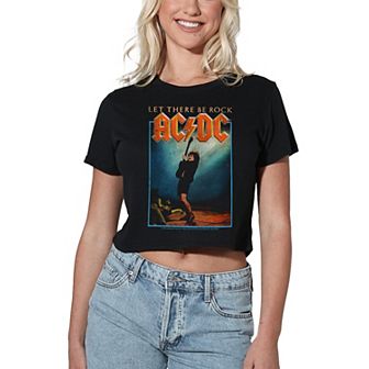 Juniors' AC/DC Let There Be Rock Graphic Crop Tee