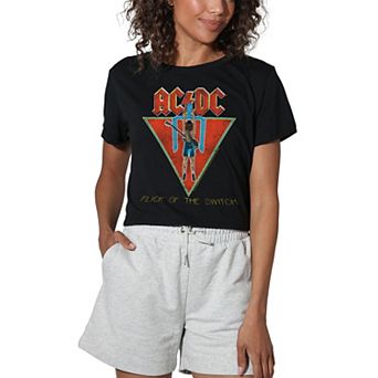 Juniors' AC/DC Flick Of The Switch Crop Tee