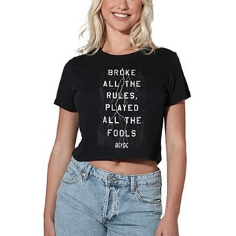 Juniors' AC/DC Struck Graphic Crop Tee