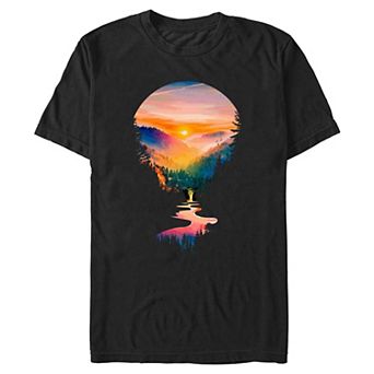 Big & Tall Flowing Nature Scene Sunrise Graphic Tee