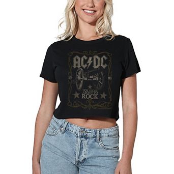 Juniors' AC/DC Rock Label Graphic Crop Tee