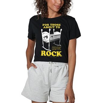 Juniors' AC/DC Cradle Rock Crop Tee