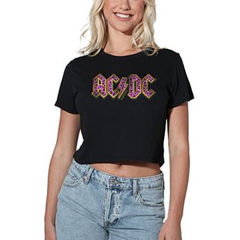 Juniors' AC/DC Animal Print Graphic Crop Tee