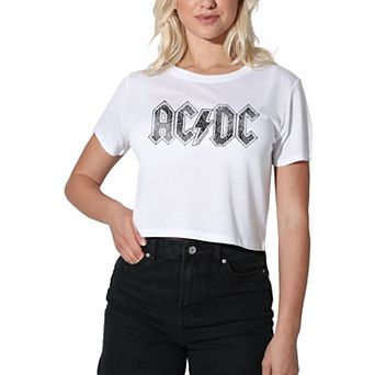 Juniors' AC/DC Paisley Logo Crop Tee