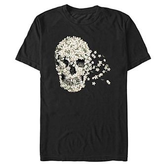 Big & Tall Beautiful Flower Petals Skull Graphic Tee