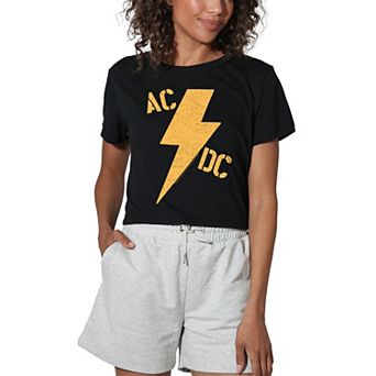 Juniors' AC/DC Bolt Graphic Crop Tee