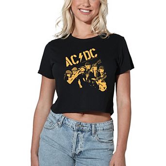 Juniors' AC/DC Power Band Graphic Crop Tee