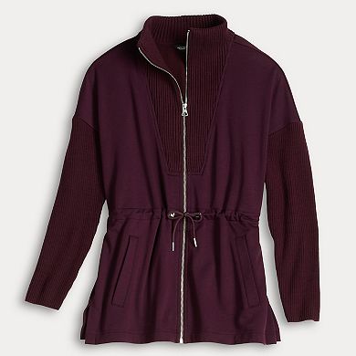 Women's Simply Vera Vera Wang Scuba Sweater Drawcord Zip-Up