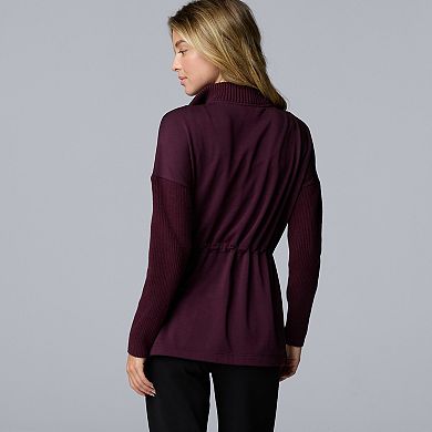 Women's Simply Vera Vera Wang Scuba Sweater Drawcord Zip-Up