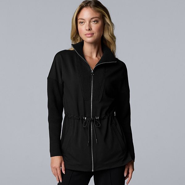 Women's Simply Vera Vera Wang Scuba Sweater Drawcord Zip-Up