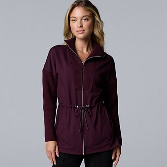 Women's Simply Vera Vera Wang Scuba Sweater Drawcord Zip-Up