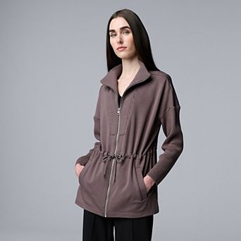 Women's Simply Vera Vera Wang Scuba Sweater Drawcord Zip-Up