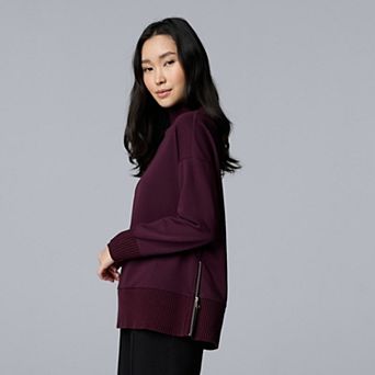 Petite Simply Vera Vera Wang Side Zip Suba Sweatshirt