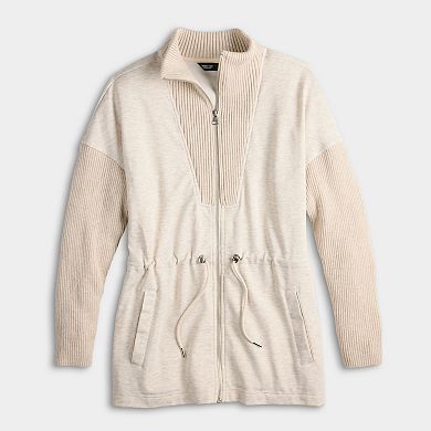 Petite Simply Vera Vera Wang Scuba Zip-Up Sweater