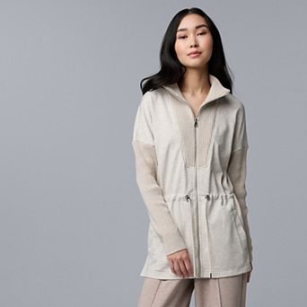 Petite Simply Vera Vera Wang Scuba Zip-Up Sweater