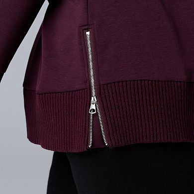 Plus Size Simply Vera Vera Wang Side Zip Scuba Trim Sweatshirt