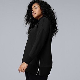 Plus Size Simply Vera Vera Wang Side Zip Scuba Trim Sweatshirt