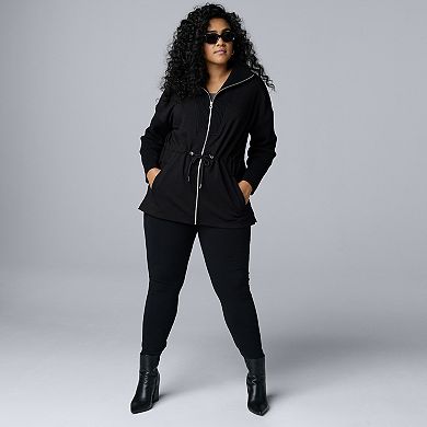 Plus Size Simply Vera Vera Wang Scuba Sweater Drawcord Zip-Up Jacket