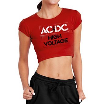 Juniors' AC/DC High Voltage Crop Top