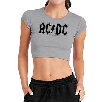 Juniors' AC/DC Worn Logo Crop Top