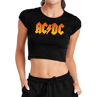 Juniors' AC/DC Logo Crop Top